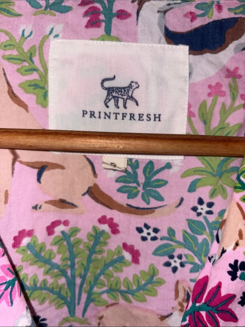 Printfresh Pink Multicolor Dog Print Short Sleeve Button Top and Long Bottoms
